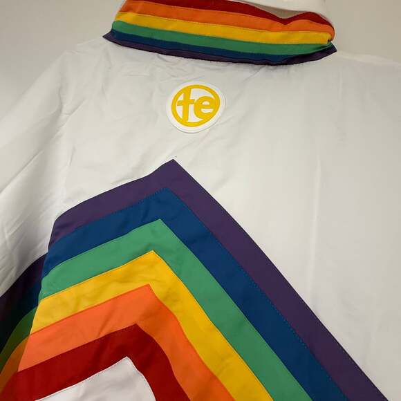 Tipsy Elves Men's Sunrise Shredder Ski Snow Suit Rainbow Retro White Unisex - Picture 5 of 10